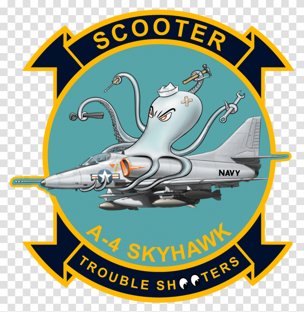 Us Navy A 4 Skyhawk Scooter Trouble Shooter Fighter Aircraft, Logo, Label Transparent Png