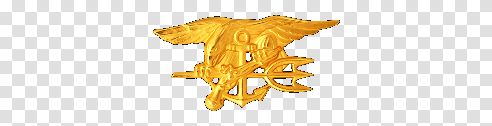 Us Navy Seal Seal Team 6 Trident, Gold, Emblem, Statue Transparent Png