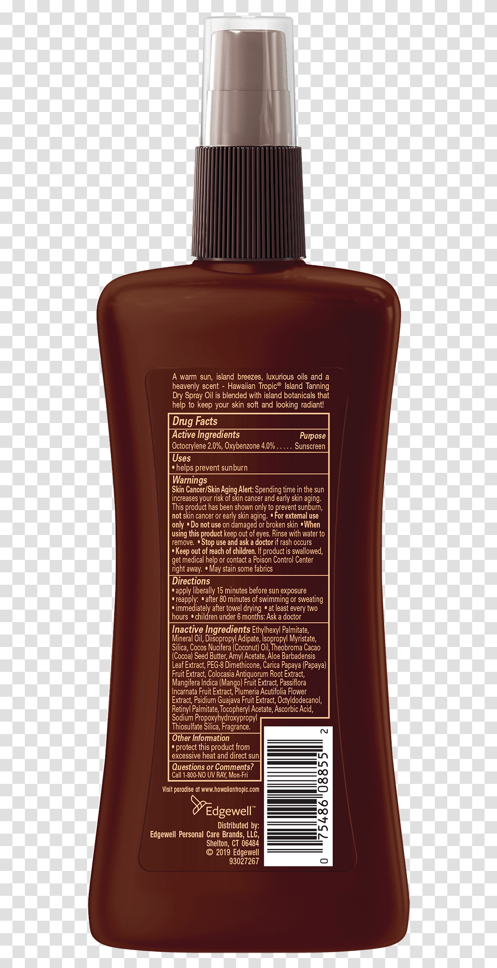 Us Sc Ht Hawaiian Tropic Island Tanning Oil Lotion, Bottle, Cosmetics, Aftershave Transparent Png