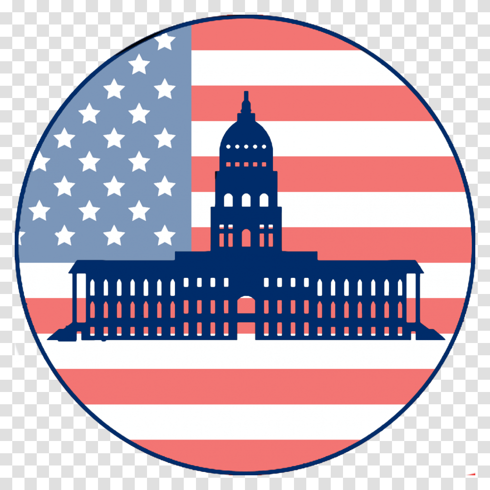 Us State Capitol Buildings Round Thin Blue Line Flag, Label, Logo Transparent Png