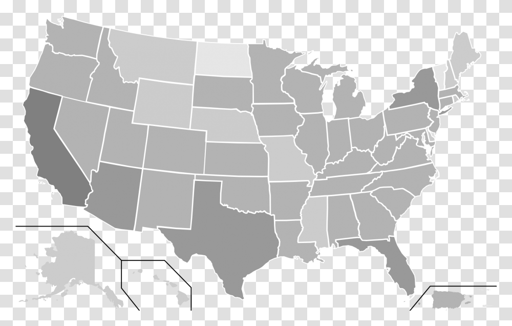 Us State Outlines, Map, Diagram, Plot, Atlas Transparent Png