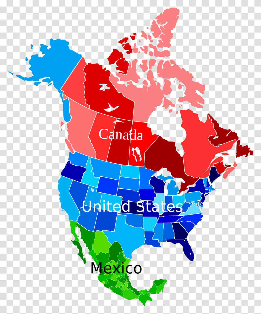 Usa Canada And Mexico, Map, Diagram, Atlas, Plot Transparent Png