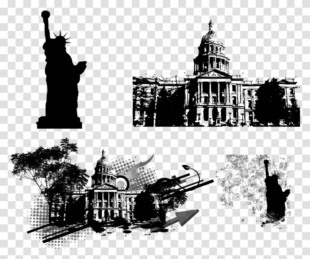Usa Capital Statue Of Liberty Silhouette Colorado State Capitol Building, Gray, World Of Warcraft Transparent Png