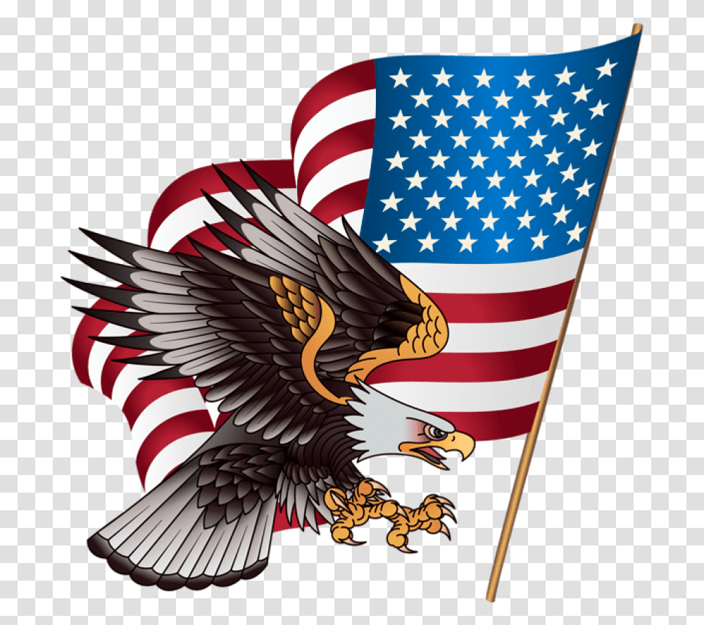Usa Clipart American Flag Eagle Many Stars Are On The American Flag, Bird, Animal, Emblem Transparent Png