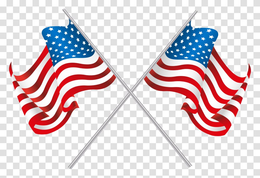 Usa Crossed Flags Clip Art, American Flag Transparent Png