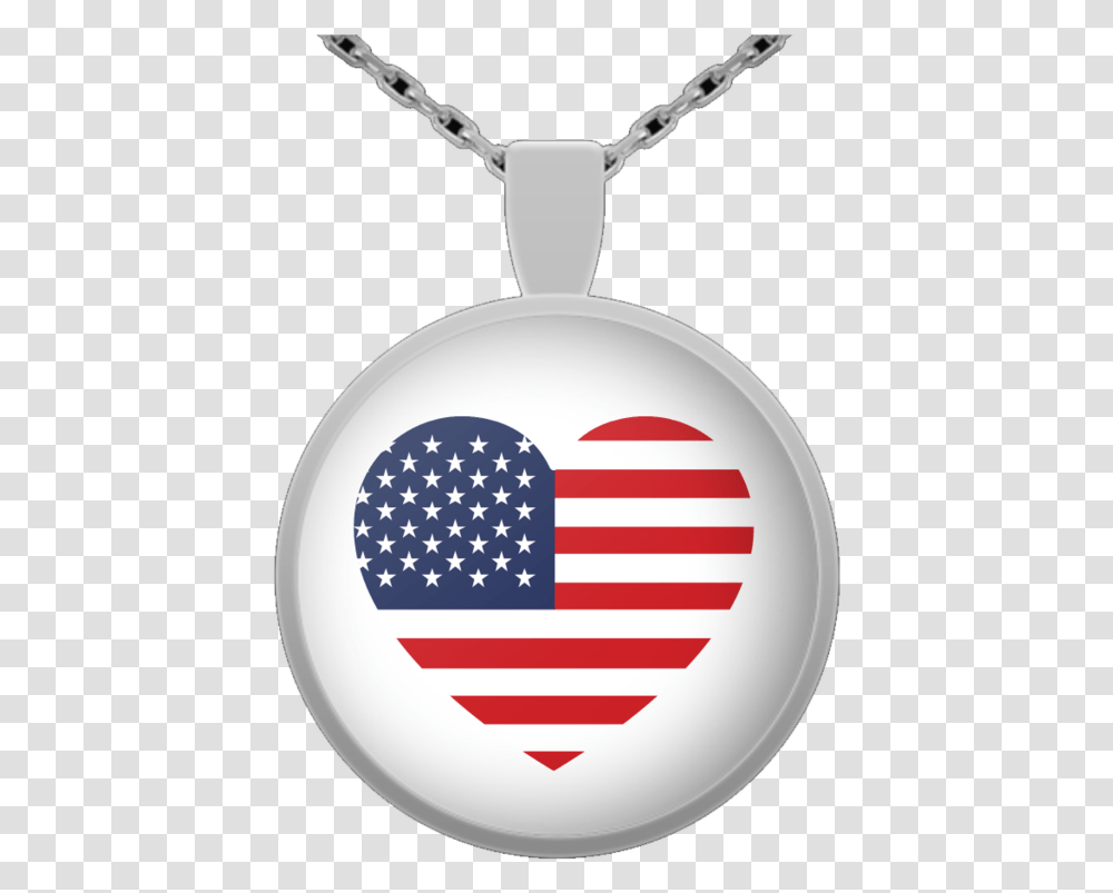 Usa Flag Heart Round Pendant Necklace Red White Blue Flag Heart, Symbol Transparent Png