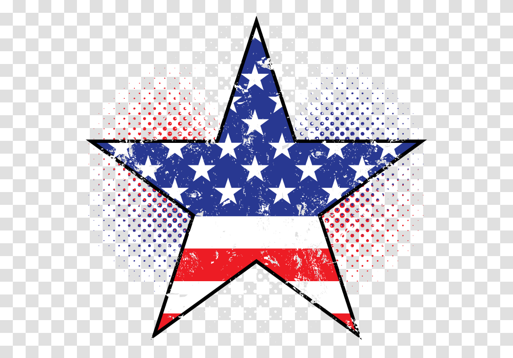 Usa Flag Map Outline T Shirt Art, Star Symbol Transparent Png