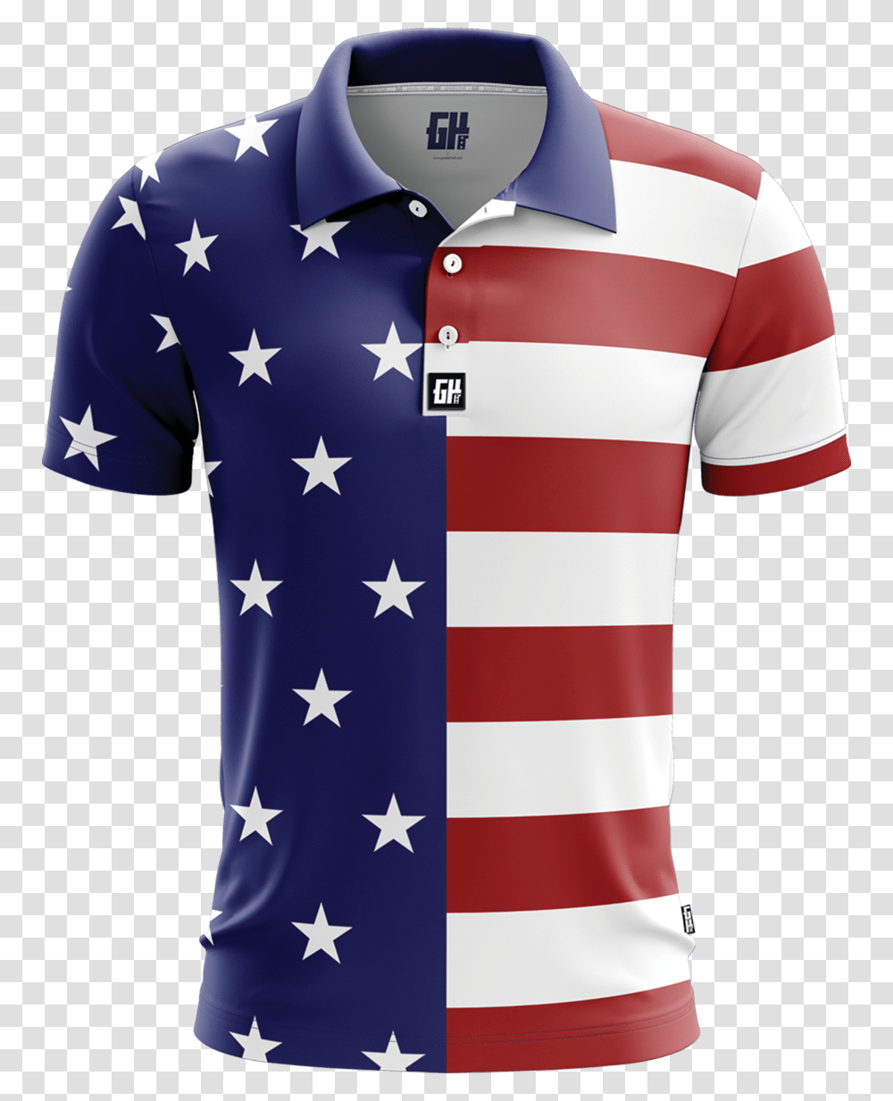 Usa Flag Shirt Polo, Apparel, Jersey, Person Transparent Png