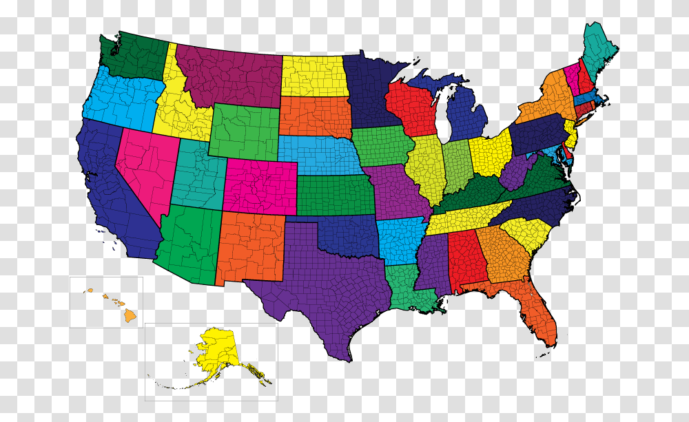 Usa Map Outline Color Us Map Individual States, Diagram, Plot, Atlas, Astronomy Transparent Png
