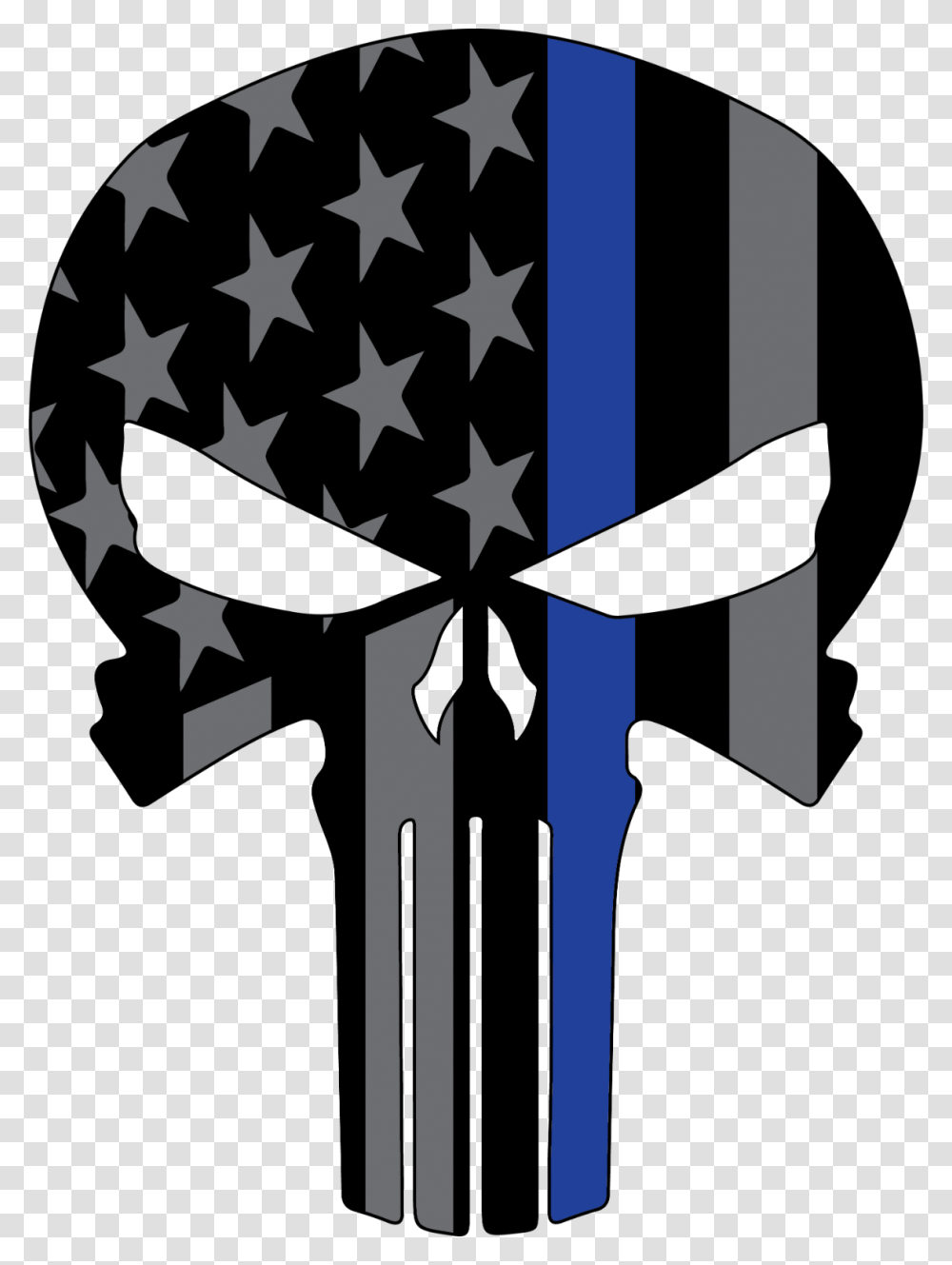 Usa Map Thin Blue Line Decal Set Blue Line Punisher Skull, Symbol, Cross, Flag, Star Symbol Transparent Png