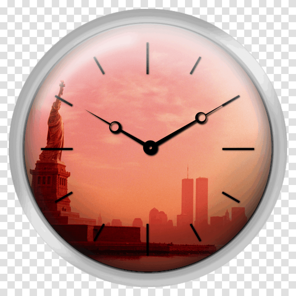 Usa New York City Statue Of Liberty City Skyline Toned Sunset Clocks, Analog Clock, Wall Clock, Clock Tower, Architecture Transparent Png