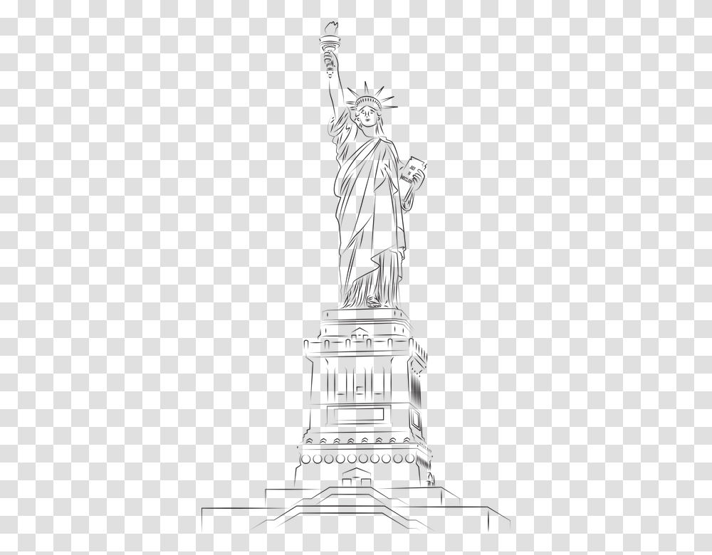 Usa New York Statue Of Liberty Architecture Sketsa Gambar Patung Liberty, Sculpture, Monument Transparent Png