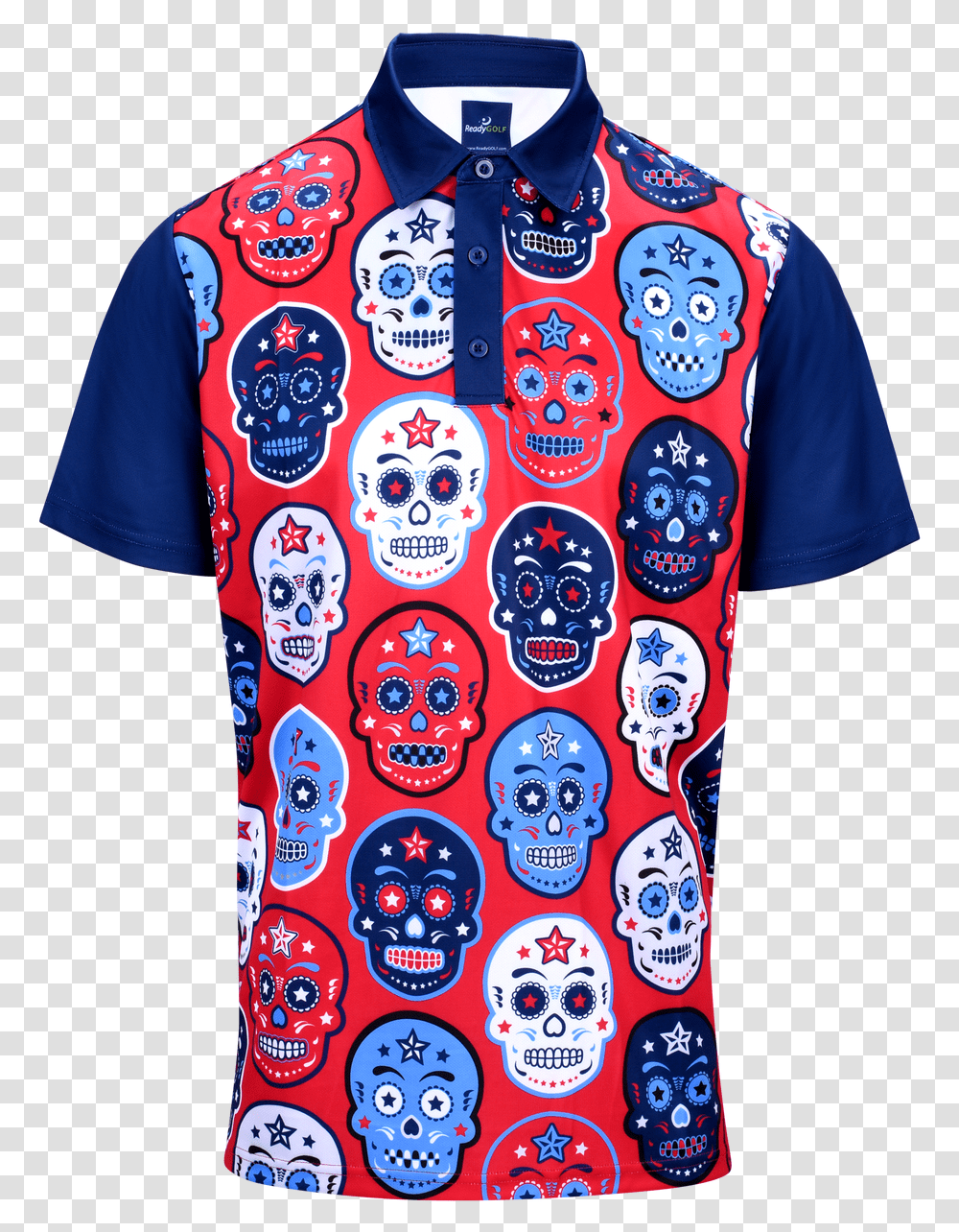 Usa Sugar Skulls Mens Golf Polo Shirt By Readygolf Short Sleeve, Clothing, Apparel, Pajamas, Pattern Transparent Png