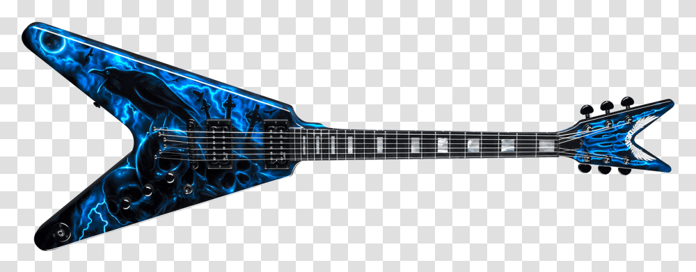 Usa V Custom Airbrush Blue Black And Red Electric Guitar, Leisure Activities, Musical Instrument, Bass Guitar Transparent Png