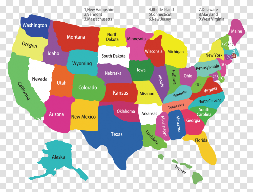 Usa Vector 2 And New 50 States Map Usa Map, Diagram, Atlas, Plot, Word Transparent Png