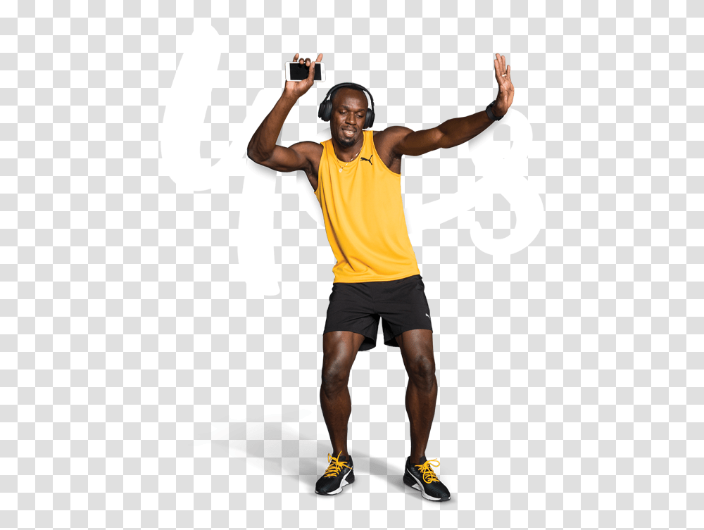 Usain Bolt Background, Person, Shorts, Shoe Transparent Png