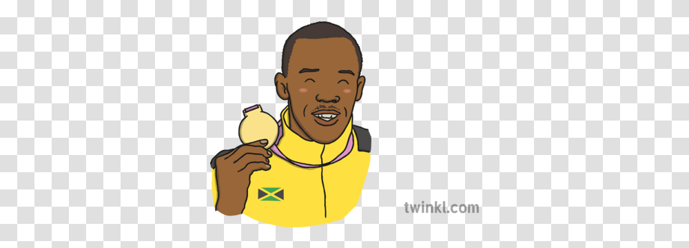 Usain Bolt Illustration Gentleman, Gold, Person, Human, Gold Medal Transparent Png