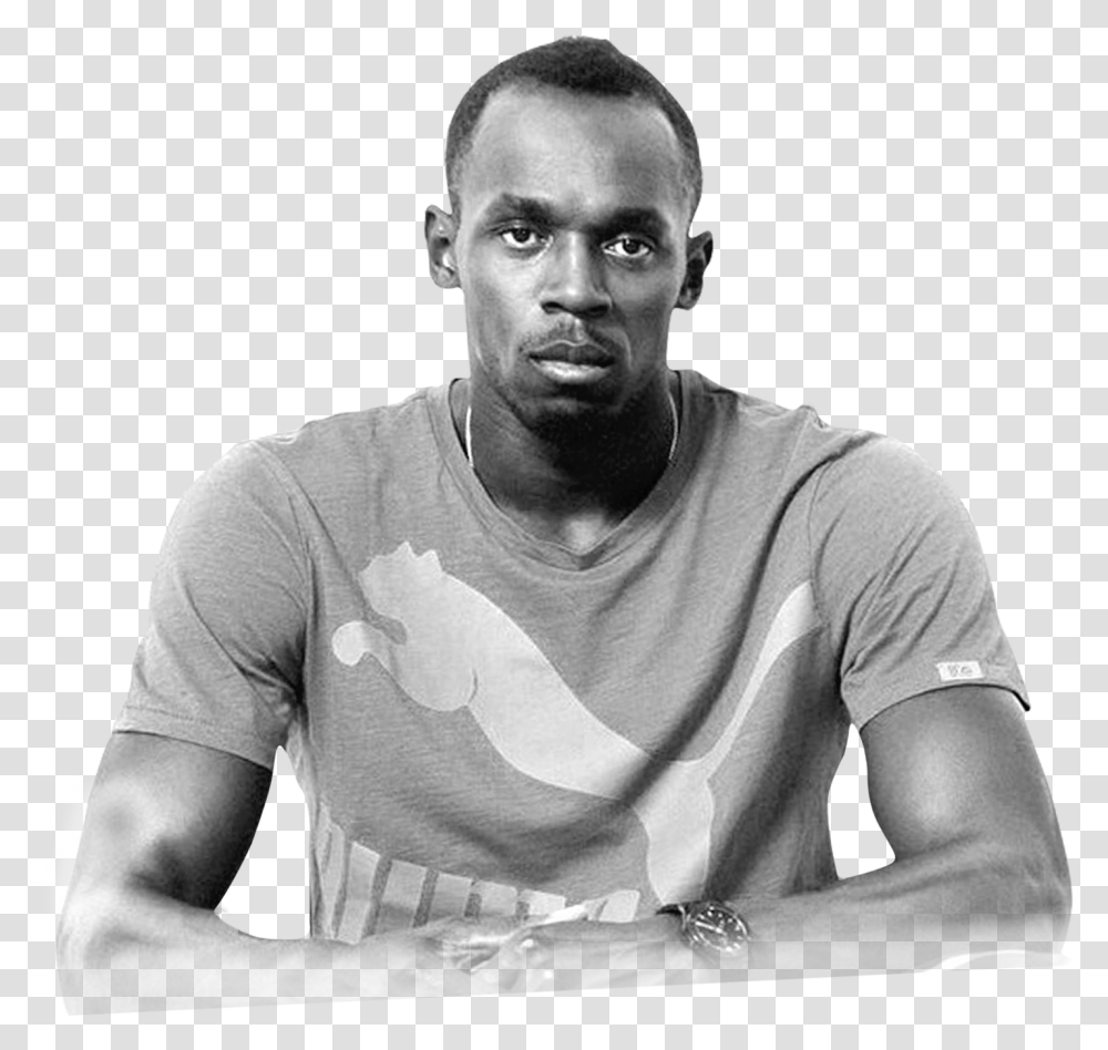 Usain Bolt Monochrome, Person, Human, Face Transparent Png
