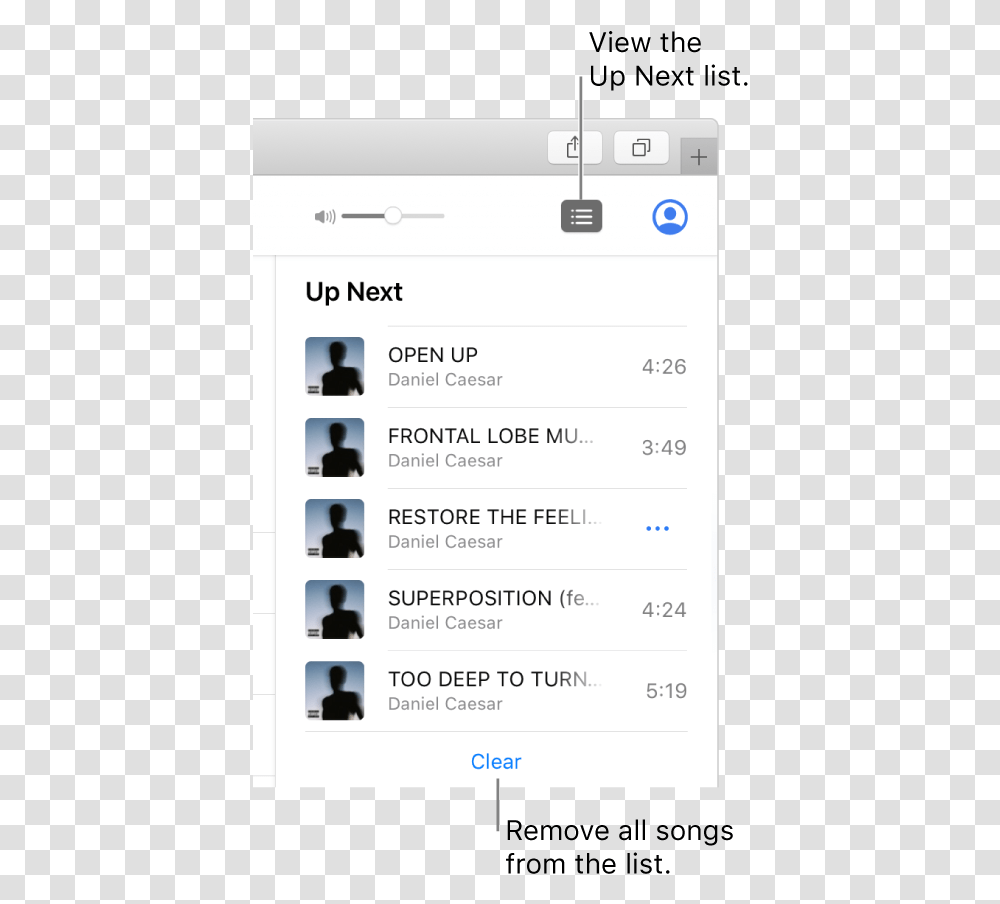 Use The Up Next List In Apple Music Apple Support List, Text, Person, Human, Mobile Phone Transparent Png
