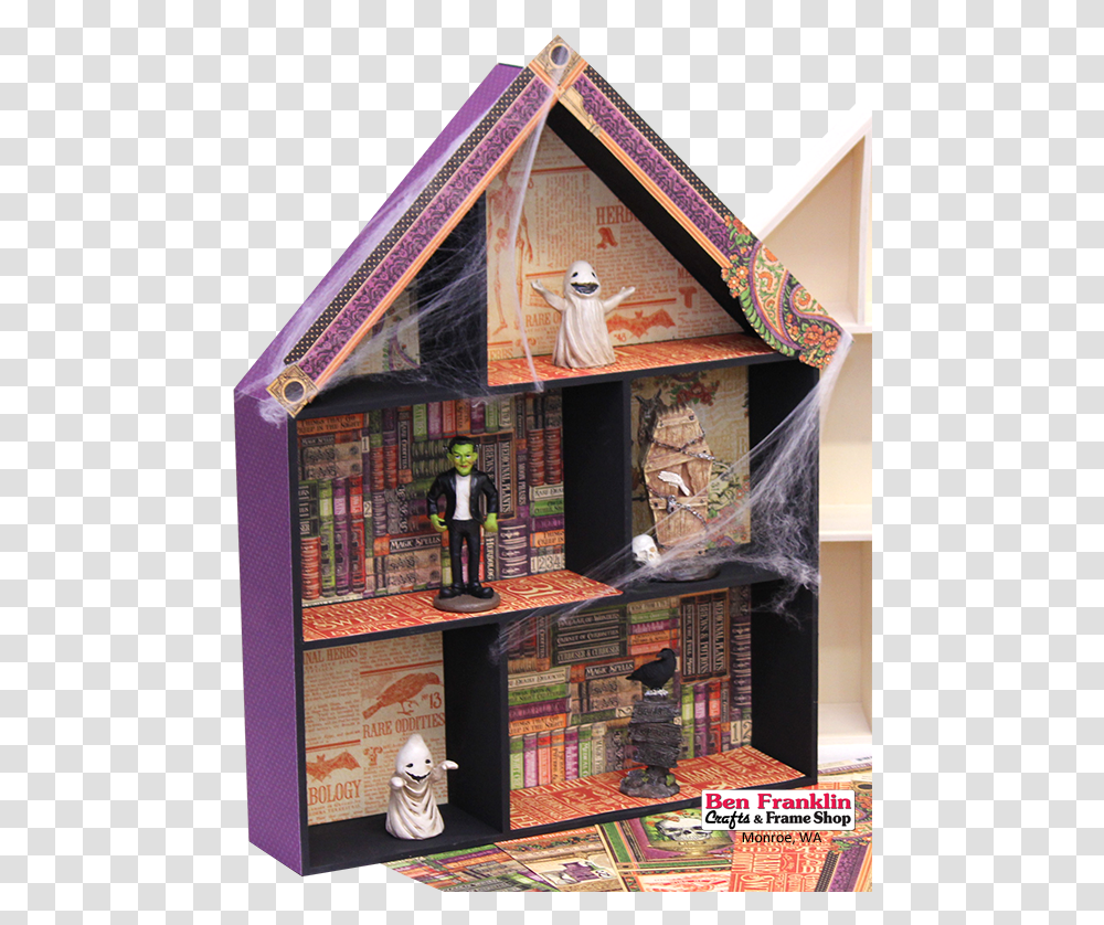 Use This Unfinished Wooden House Shadow Box To Decorate Bookcase, Interior Design, Indoors, Furniture, Shelf Transparent Png