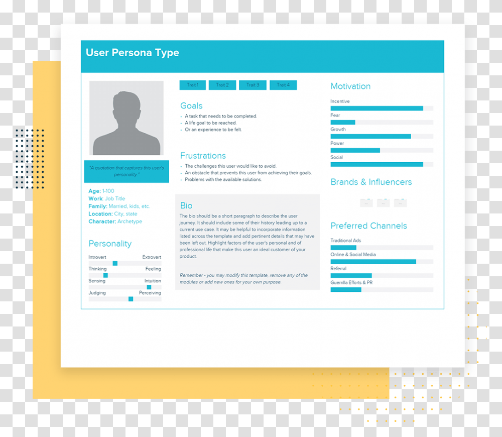 User Persona Template And Examples Xtensio Persona Template, Text, File, Human, Webpage Transparent Png