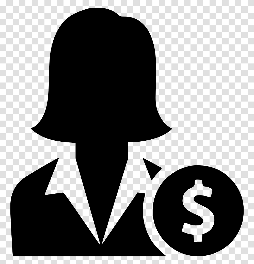 User Woman Money Earn Job Sallary Business Woman Icon, Stencil, Silhouette Transparent Png
