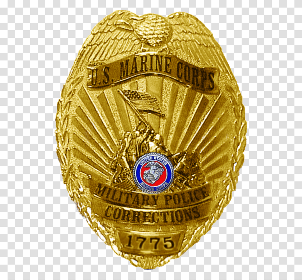 Usmc Mp Corrections Badge Usmc Military Police Badge, Logo, Trademark, Gold Transparent Png