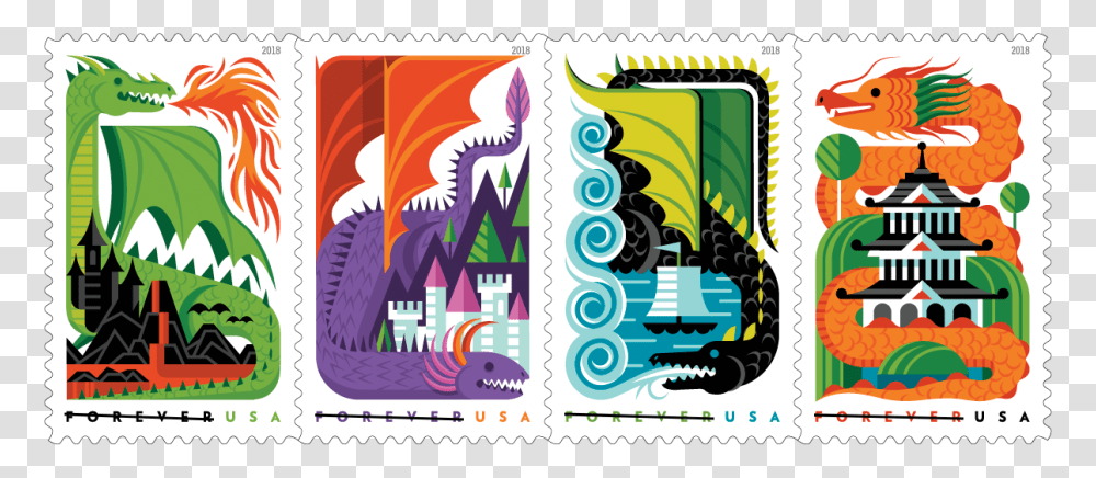 Usps 2018 Stamps Dragon Stamps Usps, Postage Stamp Transparent Png