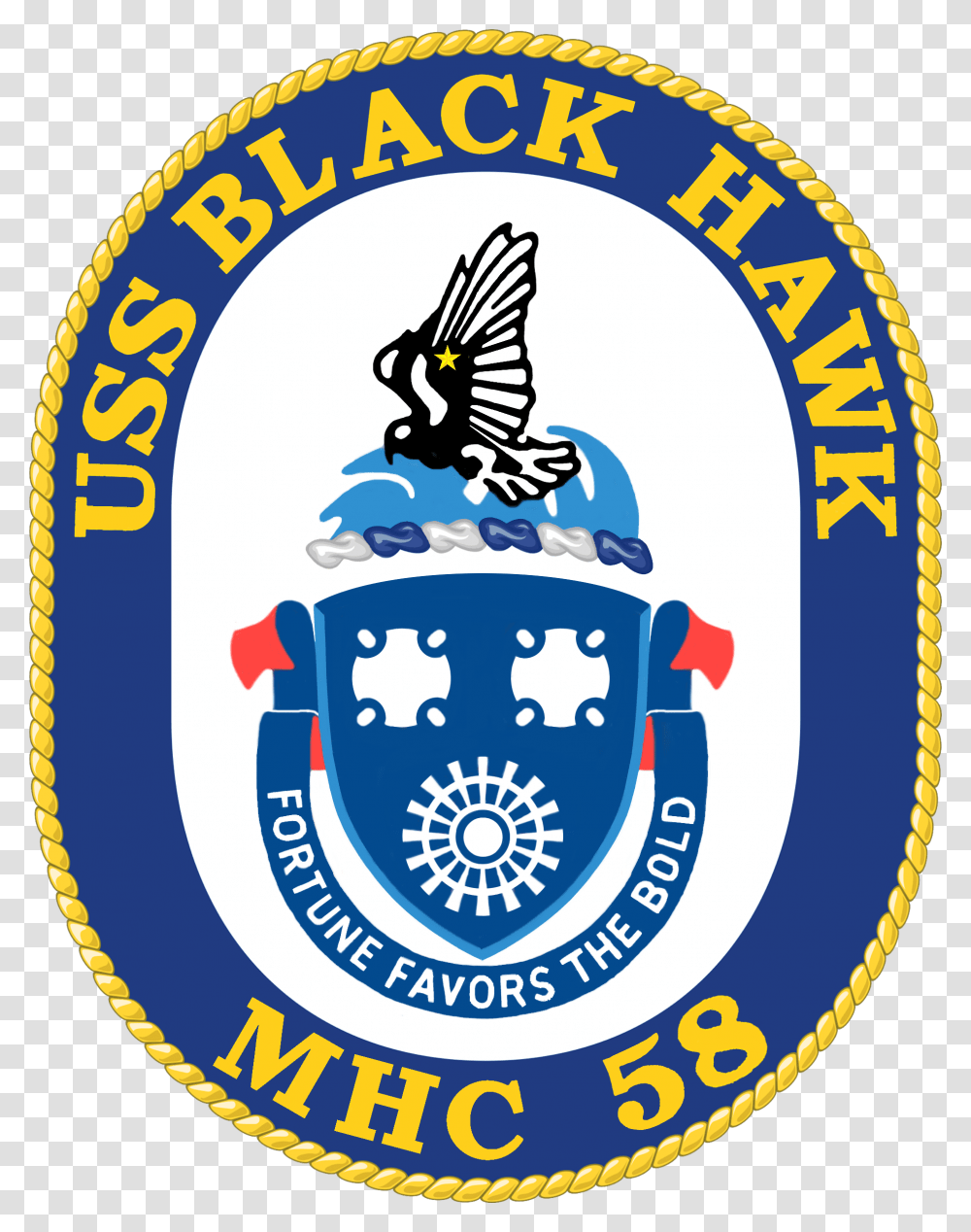 Uss Black Hawk Mhc 58 Crest Uss Black Hawk Mhc, Logo, Trademark, Badge Transparent Png
