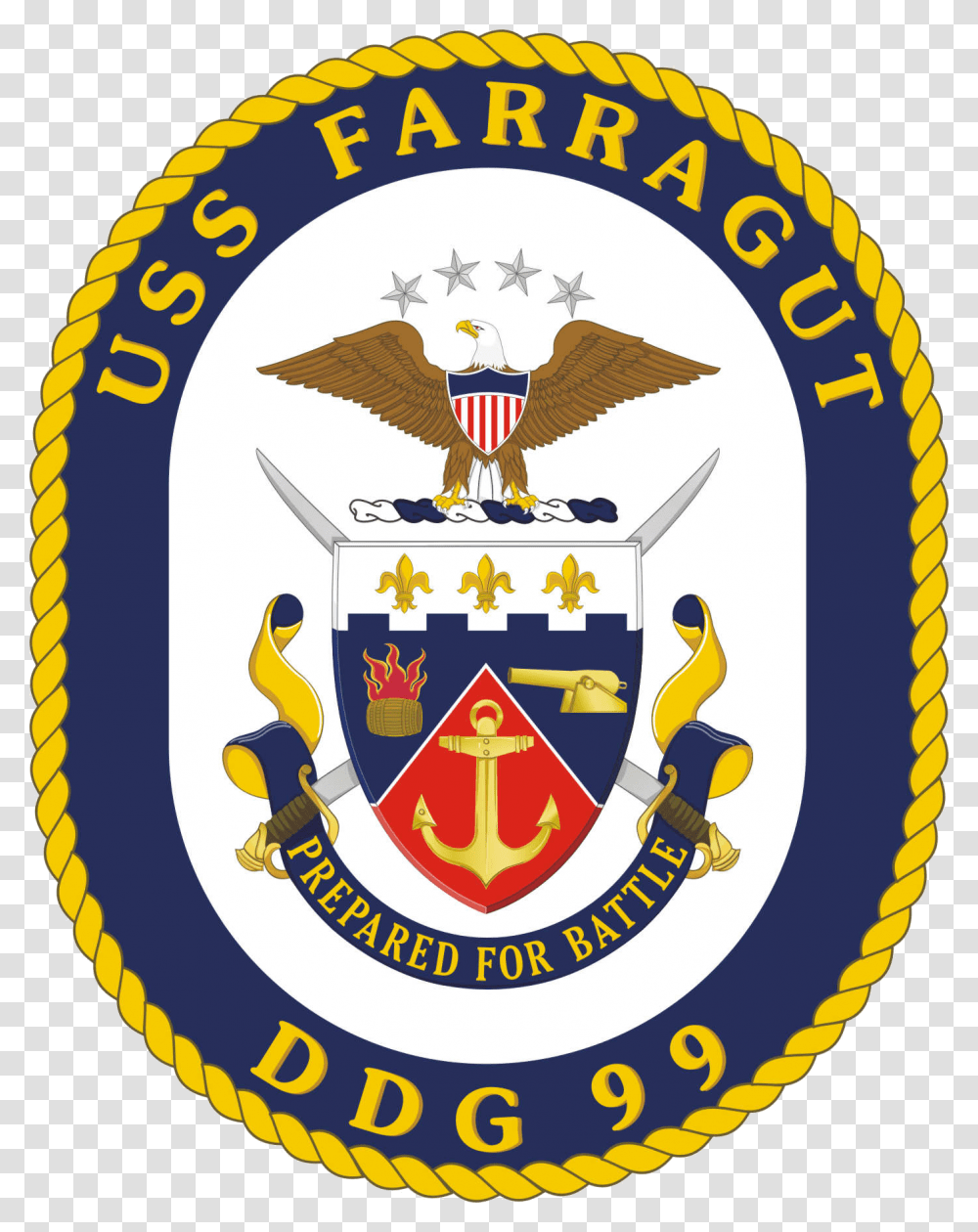 Uss Farragut Ddg 99 Crest Navy Military Military Insignia Uss Bainbridge Ddg 96 Crest, Bird, Animal, Logo Transparent Png