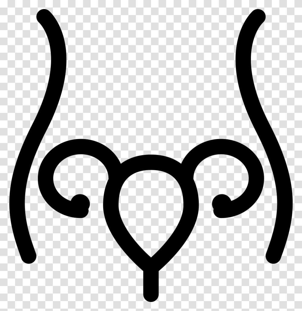 Uterus And Fallopian Tube Inside Woman Body Outline Icon, Stencil, Scissors, Blade, Weapon Transparent Png