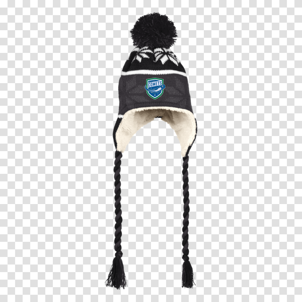 Utica Comets Winter Hat With Ear Flaps And Braids, Apparel, Scarf, Person Transparent Png