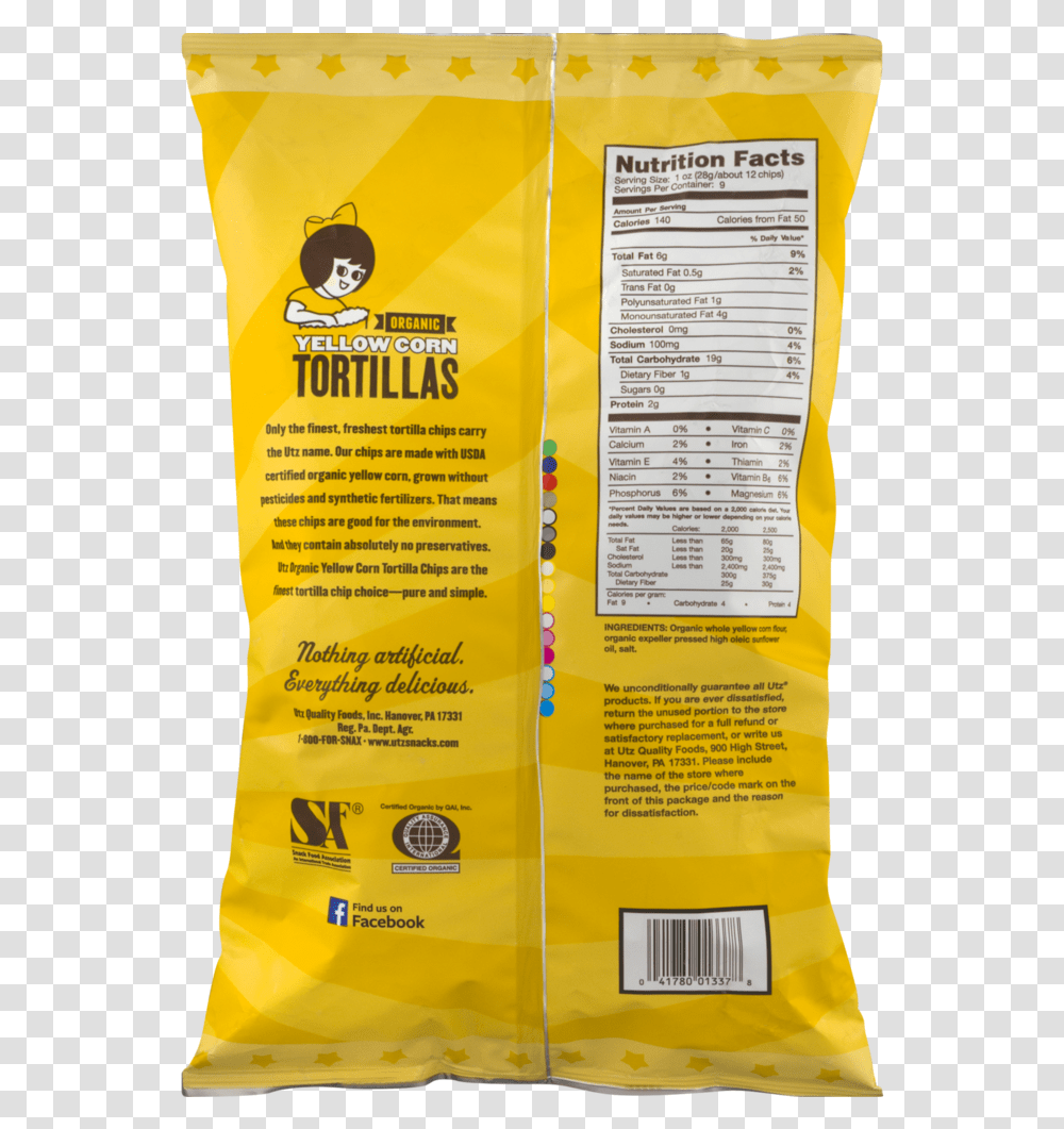 Utz Tortillas Organic Yellow Corn Packaging And Labeling, Poster, Advertisement, Flyer, Paper Transparent Png