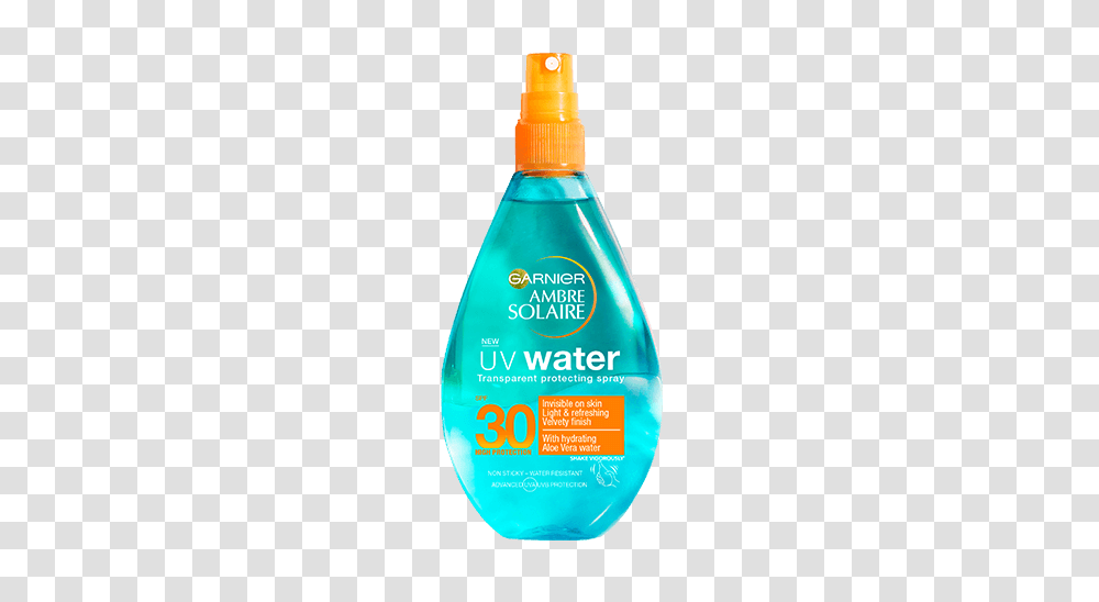 Uv Water Spf Ambre Solaire Garnier, Bottle, Cosmetics, Sunscreen, Shampoo Transparent Png
