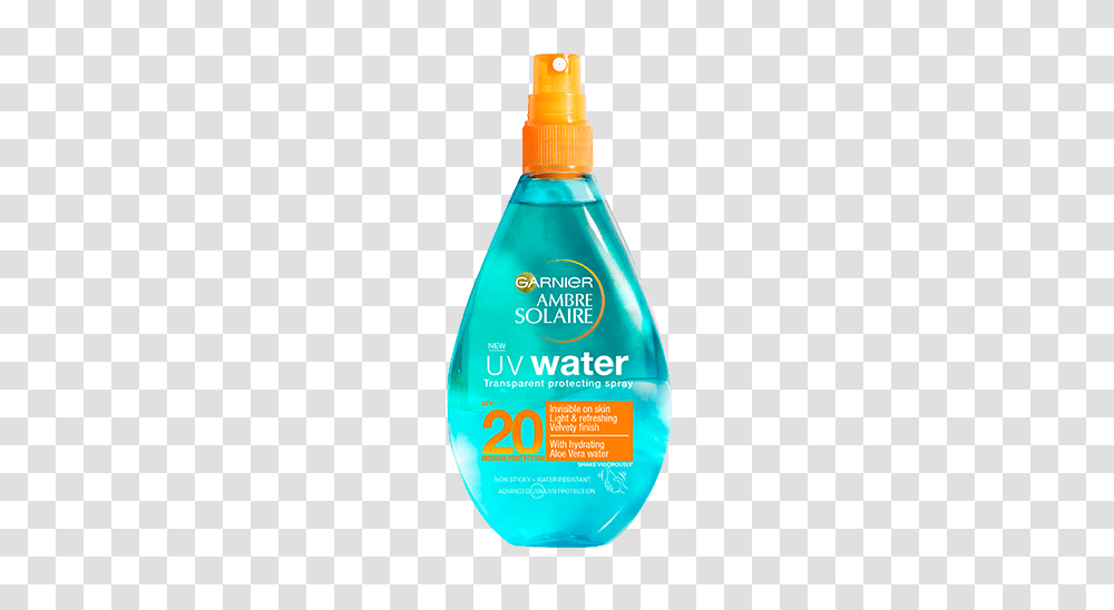 Uv Water Spf Ambre Solaire Garnier, Bottle, Sunscreen, Cosmetics, Label Transparent Png