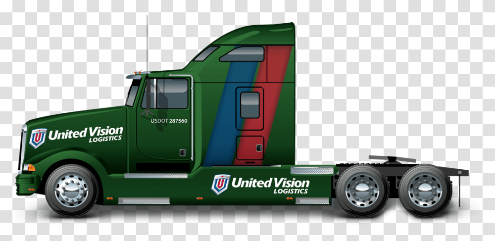 Uvl Truck Mock Up Lateral View Green Trailer Truck, Vehicle, Transportation, Van, Wheel Transparent Png
