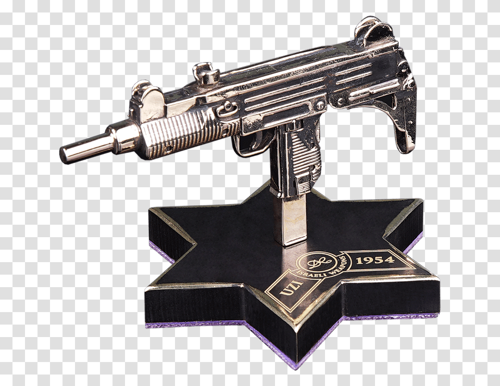 Uzi Assault Rifle, Gun, Weapon, Weaponry, Bronze Transparent Png