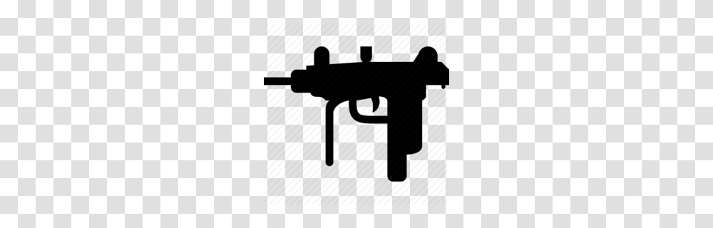 Uzi With Silencer Clipart, Weapon, Weaponry, Gun, Silhouette Transparent Png