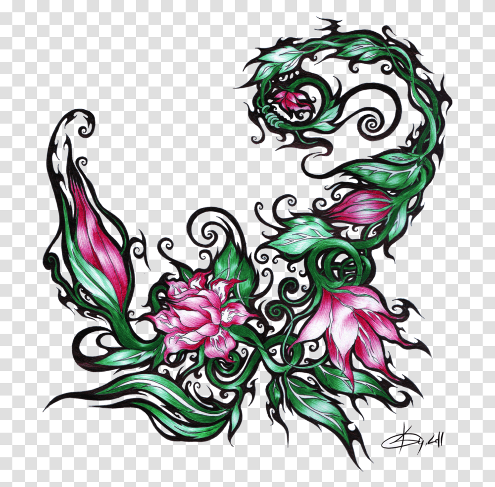 Uzori Tatu Dlya Devushek I Muzhchin Foto I Eskizi Flower Scorpion, Pattern, Floral Design Transparent Png