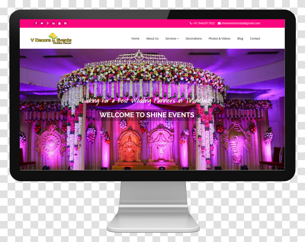 V Decors And Events Wedding Decorators Amp Planners, Monitor, Screen, Electronics, LCD Screen Transparent Png