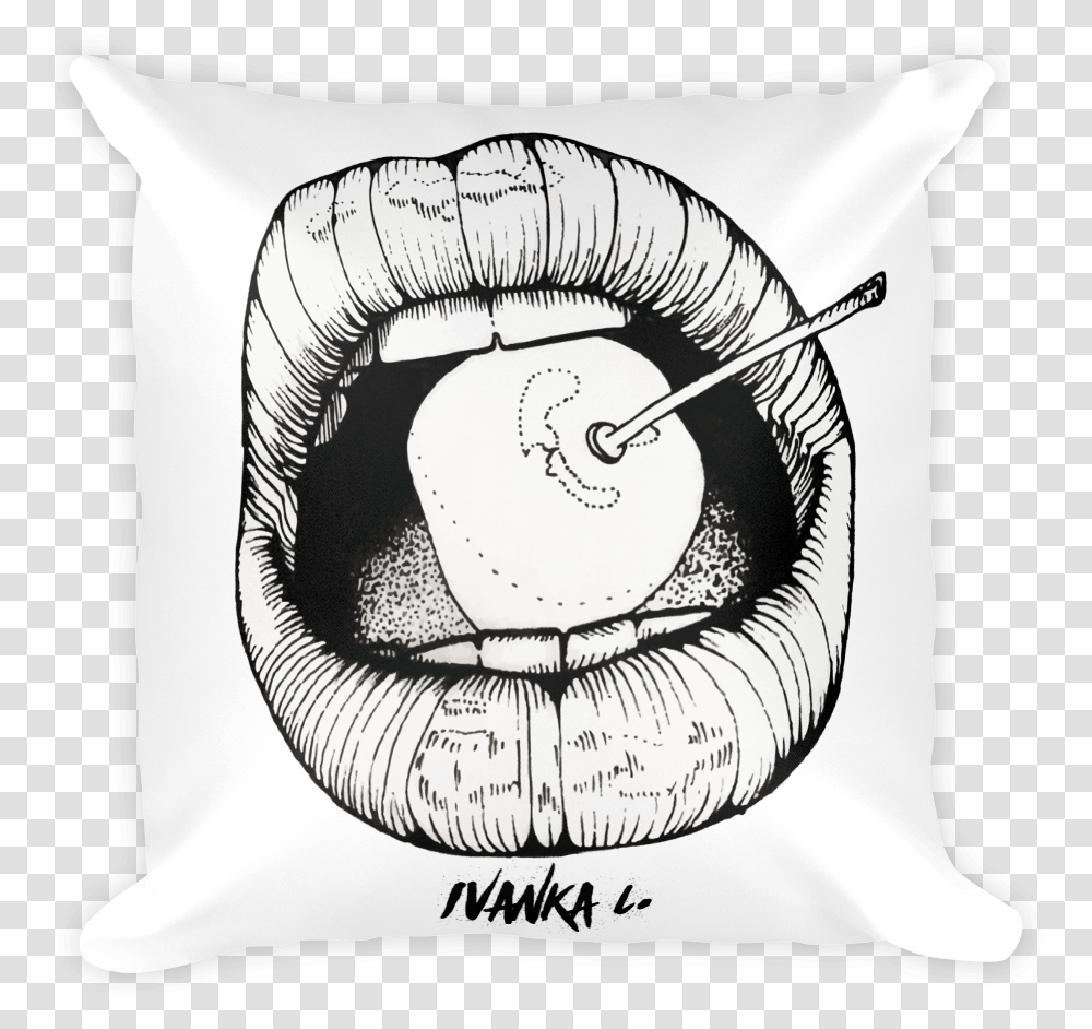 V Drawing Lip Throw Pillow, Cushion, Tattoo, Skin Transparent Png