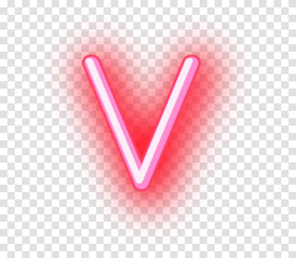 V Letter Image Glowing Neon Letter V, Heart, Alphabet, Label Transparent Png