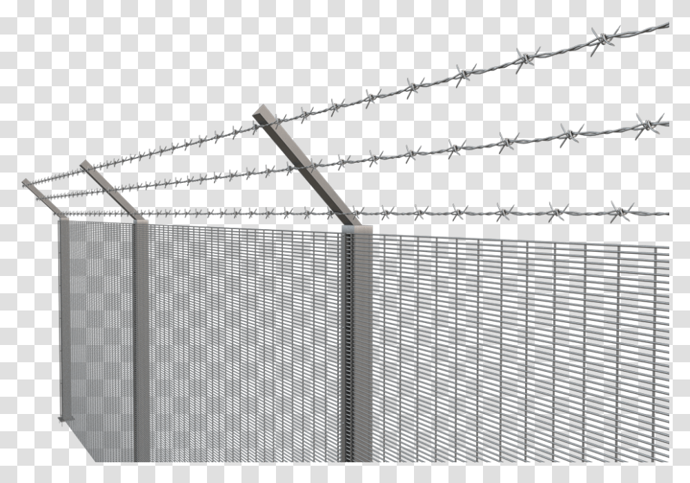 V Mesh Fencing With Barbed Wire, Fence, Utility Pole Transparent Png