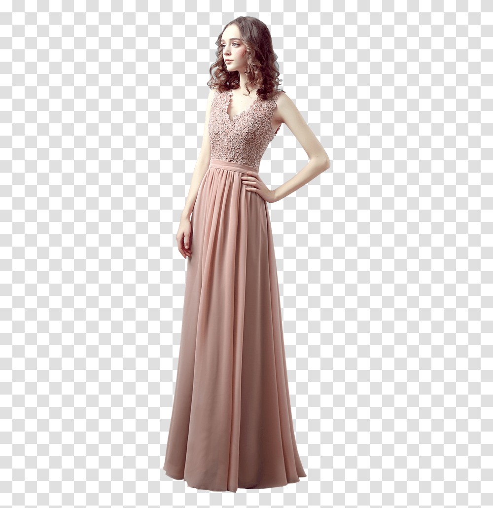 V Neck New Design Chiffon Floor Length Dress Dresses Gown, Apparel, Evening Dress, Robe Transparent Png