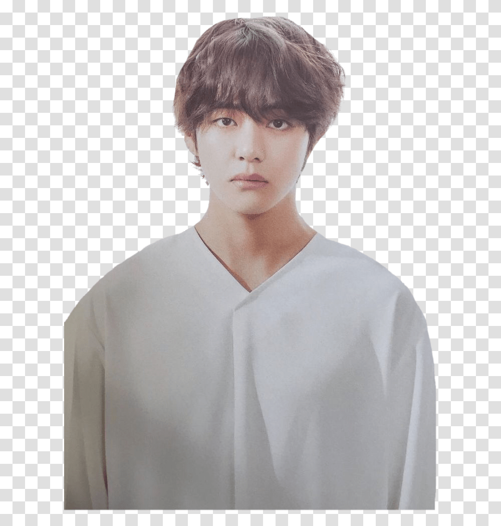 V Taehyung Bts Kpop Handsome Confused Sad White Hair Kim Taehyung In White, Person, Face, Sleeve Transparent Png