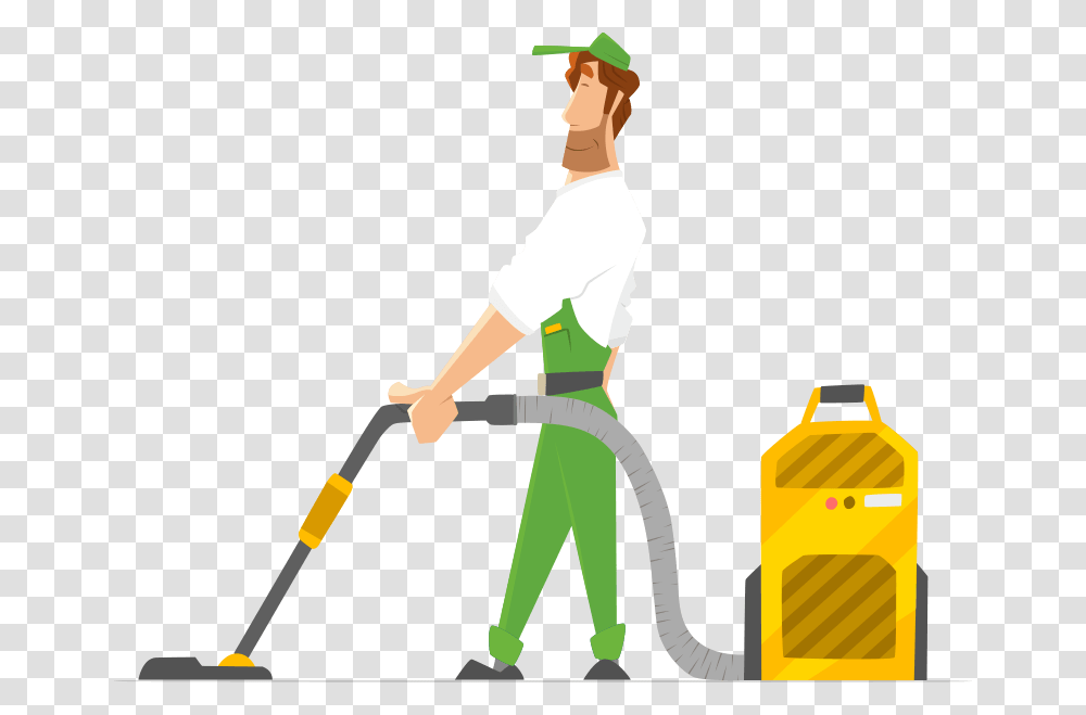 Vacuum Janitor Cleaning Worker Cartoon, Person, Bow, People, Washing Transparent Png