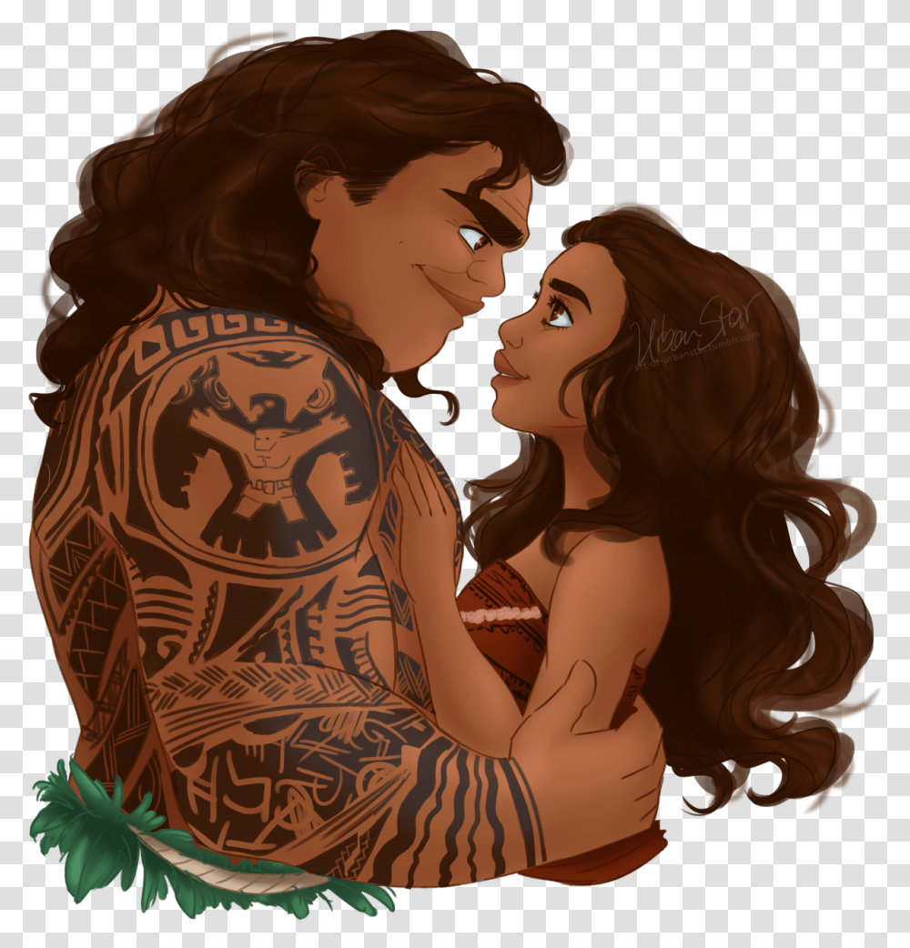 Vaiana And Maui Fanart, Skin, Person, Human, Tattoo Transparent Png