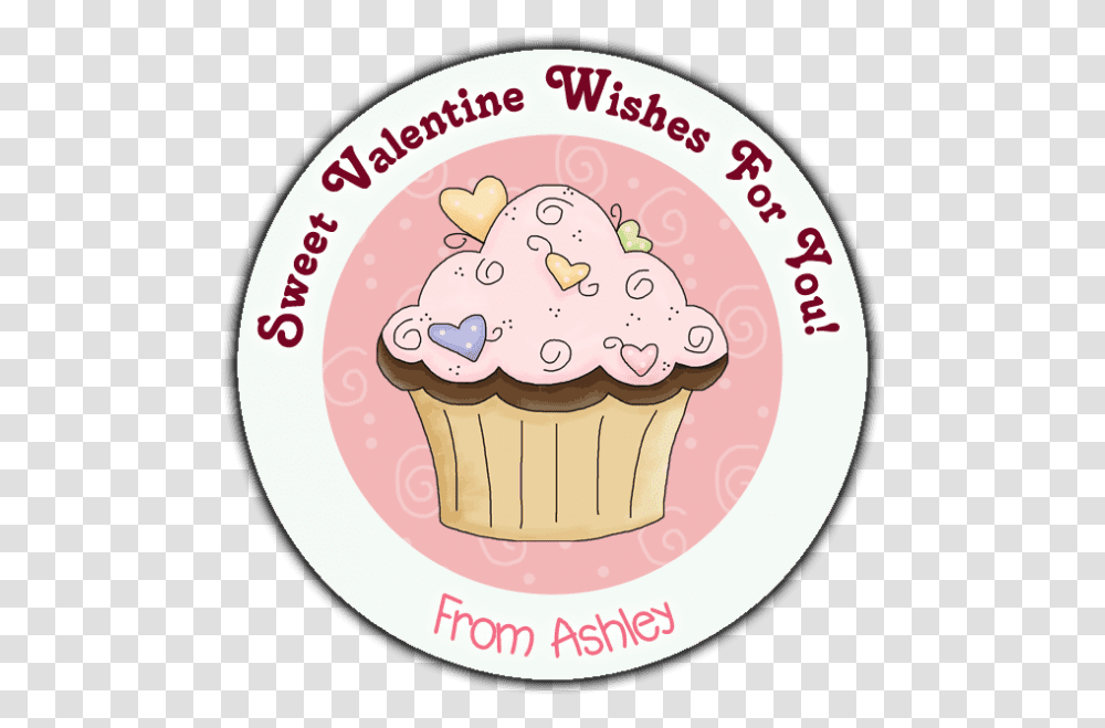 Valentine Candy Hearts Cupcake Round Stickers Primfection Designs City Of Santa Fe, Cream, Dessert, Food, Creme Transparent Png