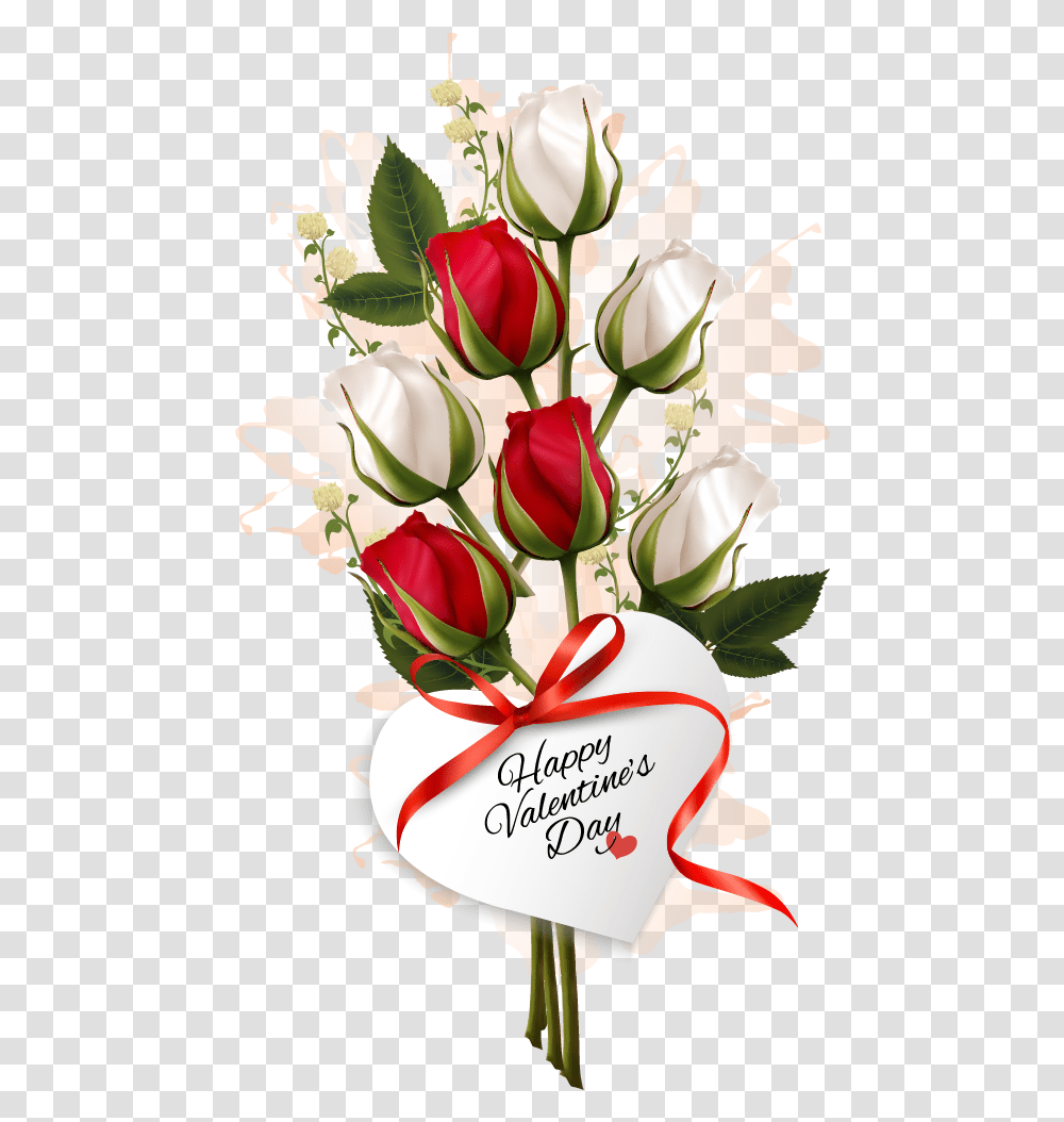Valentine Clipart Happy Valentines Day White Roses, Plant, Flower, Blossom, Flower Bouquet Transparent Png