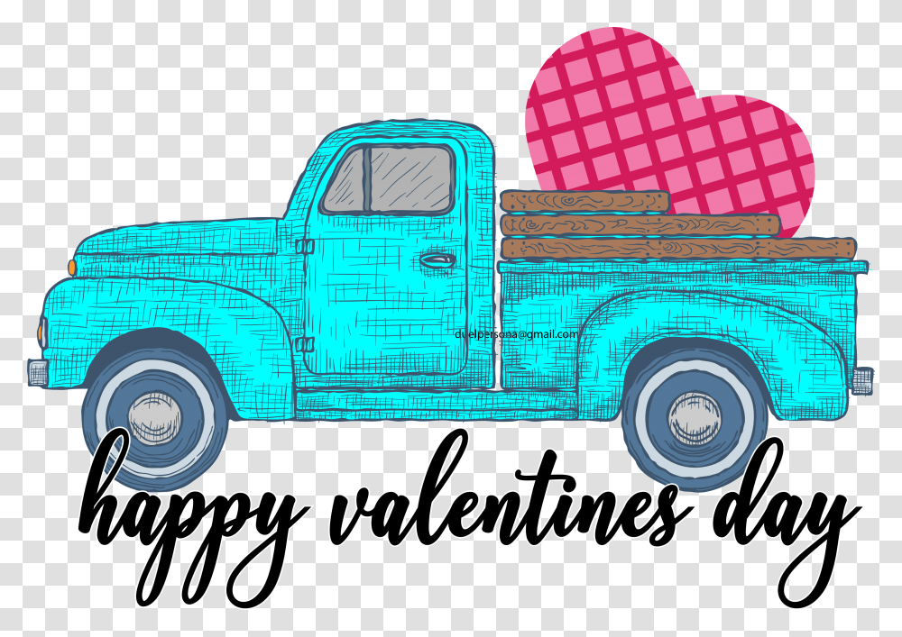 Valentine Clipart Truck Happy Valentines Day Truck, Vehicle, Transportation, Pickup Truck Transparent Png
